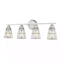 Brushed Nickel Cage Shade Vanity Light