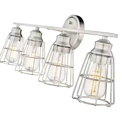 Brushed Nickel Cage Shade Vanity Light