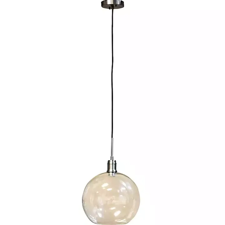 Brushed Nickel Glass Globe Pendant Light
