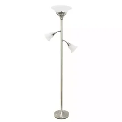 Brushed Nickel 3-Scallop Glass Floor Lamp