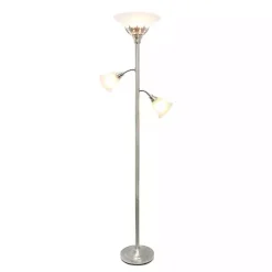 Brushed Nickel 3-Scallop Glass Floor Lamp