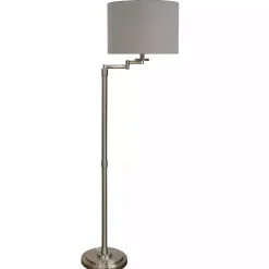 Brushed Steel Adjustable Swing Arm Floor Lamp