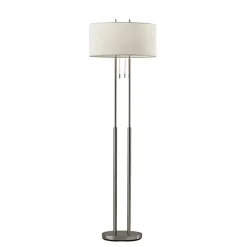 Brushed Steel Double-Bulb Oval Floor Lamp
