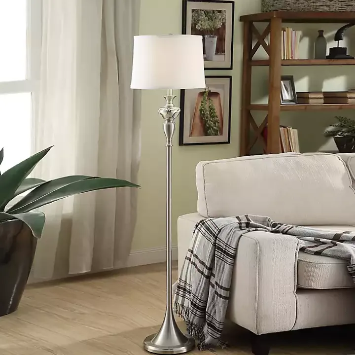 Brushed Steel Fluted Floor Lamp