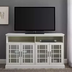 Brushed White Window Pane TV Stand