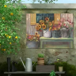 Buckets of Floral Bliss Outdoor Canvas Art Print