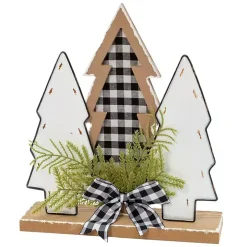 Buffalo Check Bow Tabletop Christmas Tree Trio
