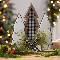 Buffalo Check Bow Tabletop Christmas Tree Trio