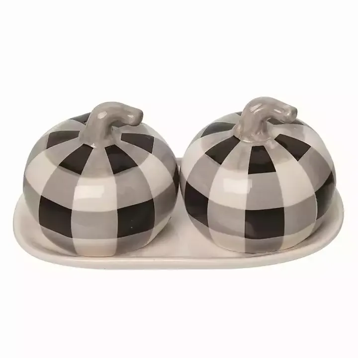 Buffalo Check Pumpkin Salt and Pepper Shaker Set
