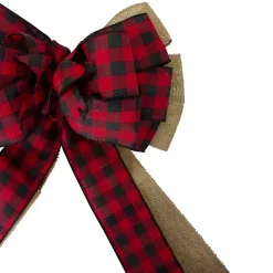 Buffalo Plaid and Burlap Bow Christmas Tree Topper