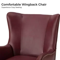 Burgundy Faux Leather Accent Chair