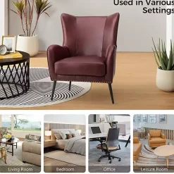 Burgundy Faux Leather Accent Chair