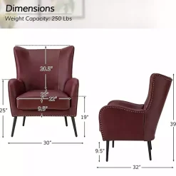 Burgundy Faux Leather Accent Chair