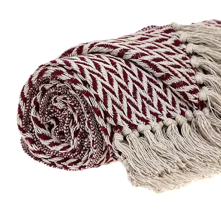 Burgundy Zig Zag Pattern Throw