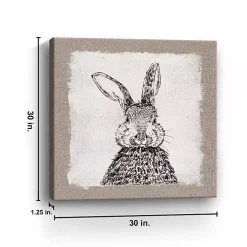 Burlap Bunny Drawing Canvas Art Print
