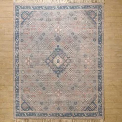 Bylas Navy Medallion Area Rug, 8x10