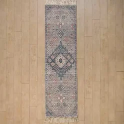 Bylas Navy Medallion Runner, 2x7