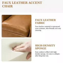 Camel Faux Leather Nailhead Taylor Armchair