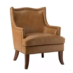 Camel Faux Leather Ophelia Accent Chair