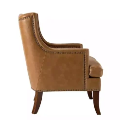 Camel Faux Leather Ophelia Accent Chair