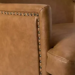 Camel Faux Leather Ophelia Accent Chair