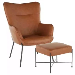 Camel Faux Leather 2-pc. Chair and Ottoman Set