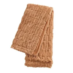 Camel Fluffy Faux Fur Cotton Throw