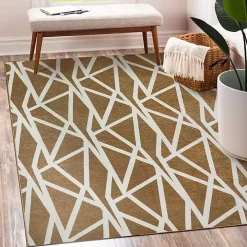 Camel Intersections Washable Area Rug, 5x7