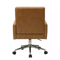 Camel Tufted Faux Leather Swivel Office Chair