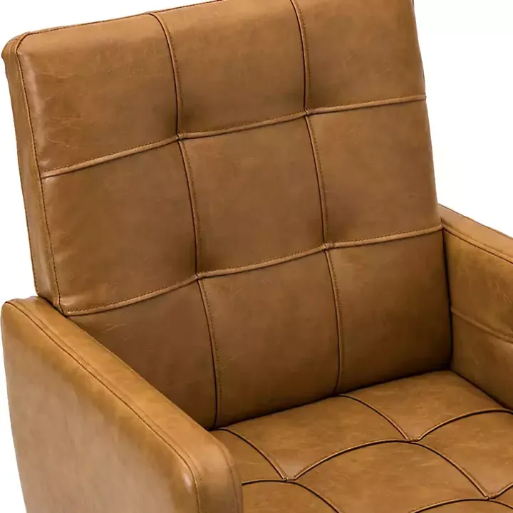 Camel Tufted Faux Leather Swivel Office Chair