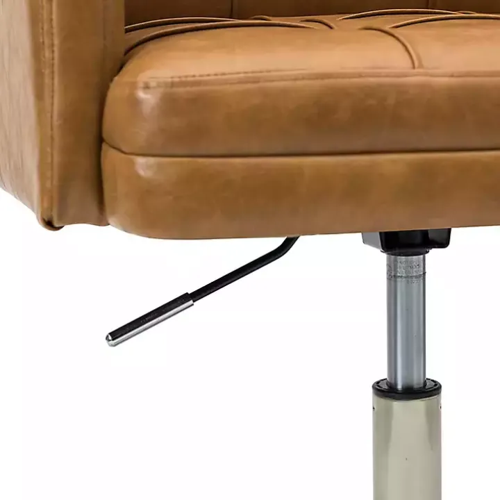 Camel Tufted Faux Leather Swivel Office Chair