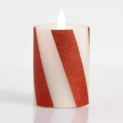 Candy Cane Stripe LED Pillar Candle, 5 in.
