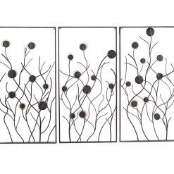 Capiz Flowers Metal Wall Plaques, Set of 3