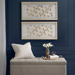 Capiz Shells Emblem Framed Wall Plaques, Set of 2