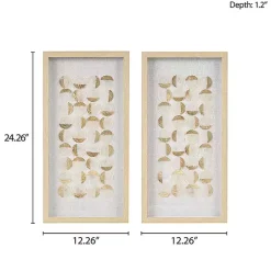 Capiz Shells Emblem Framed Wall Plaques, Set of 2