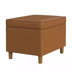 Caramel Faux Leather Storage Ottoman