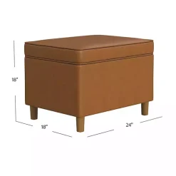 Caramel Faux Leather Storage Ottoman