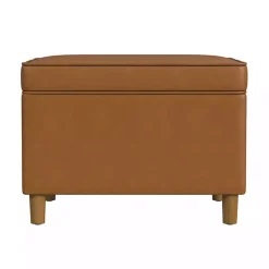 Caramel Faux Leather Storage Ottoman