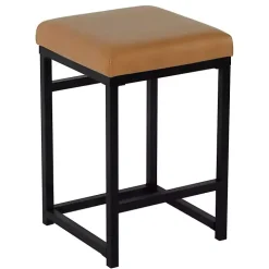 Caramel Faux Leather Upholstered Counter Stool