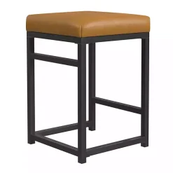 Caramel Faux Leather Upholstered Counter Stool