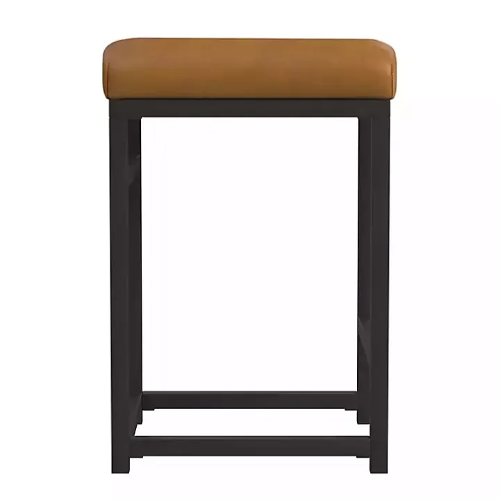 Caramel Faux Leather Upholstered Counter Stool