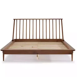 Caramel Mid-Century Modern Queen Bed Frame