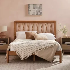 Caramel Wood Spindle Headboard Full Bed