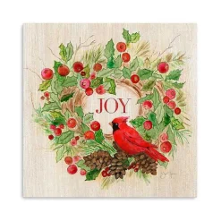 Cardinal Joy Wreath Canvas Art Print