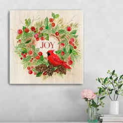 Cardinal Joy Wreath Canvas Art Print