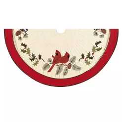 Cardinals and Holly Christmas Tree Skirt