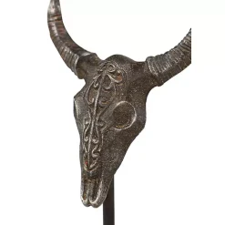 Carved Iron Bullhead Statues, Set of 3