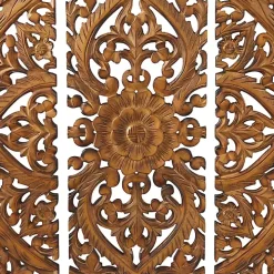 Carved Mahogany 3-pc. Triptych Wall Panels