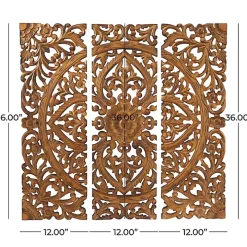 Carved Mahogany 3-pc. Triptych Wall Panels
