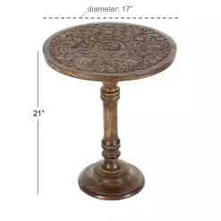 Carved Mandala Mango Wood Accent Table